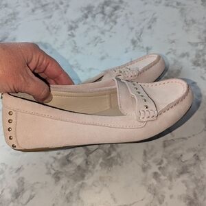 Calvin Klein Light Pink Loafers with Gold Accents